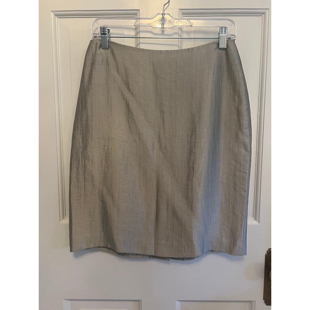 Ellen Tracy Women's 10 P Silver Gray Knee Length Skirt Holiday Festive Party